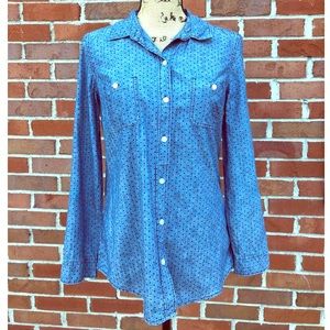 Old Navy Button Front Chambray Polka Dot Shirt